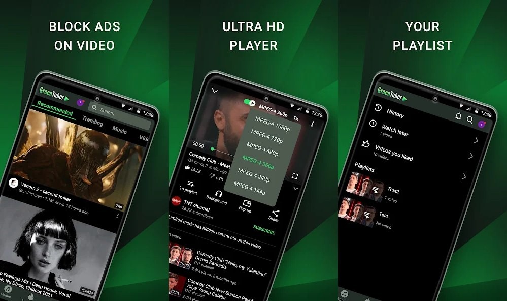 [Android]   GreenTuber v0.1.9.4 会员解锁版 —— 第三方无广告 YouTube 客户端